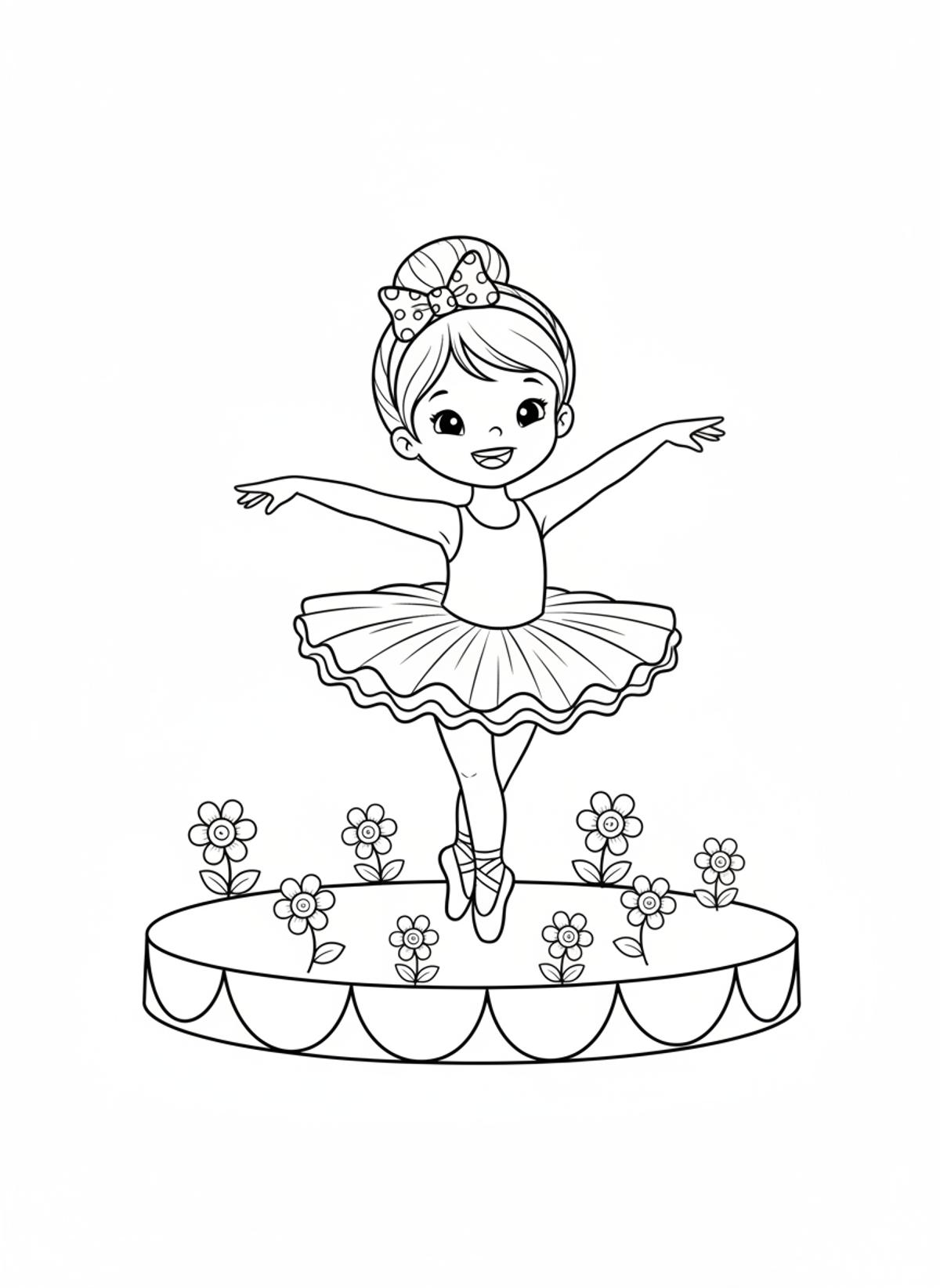 Graceful Ballerina Pirouette: A Delightful Kids' Coloring Page - Ballet Coloring Page