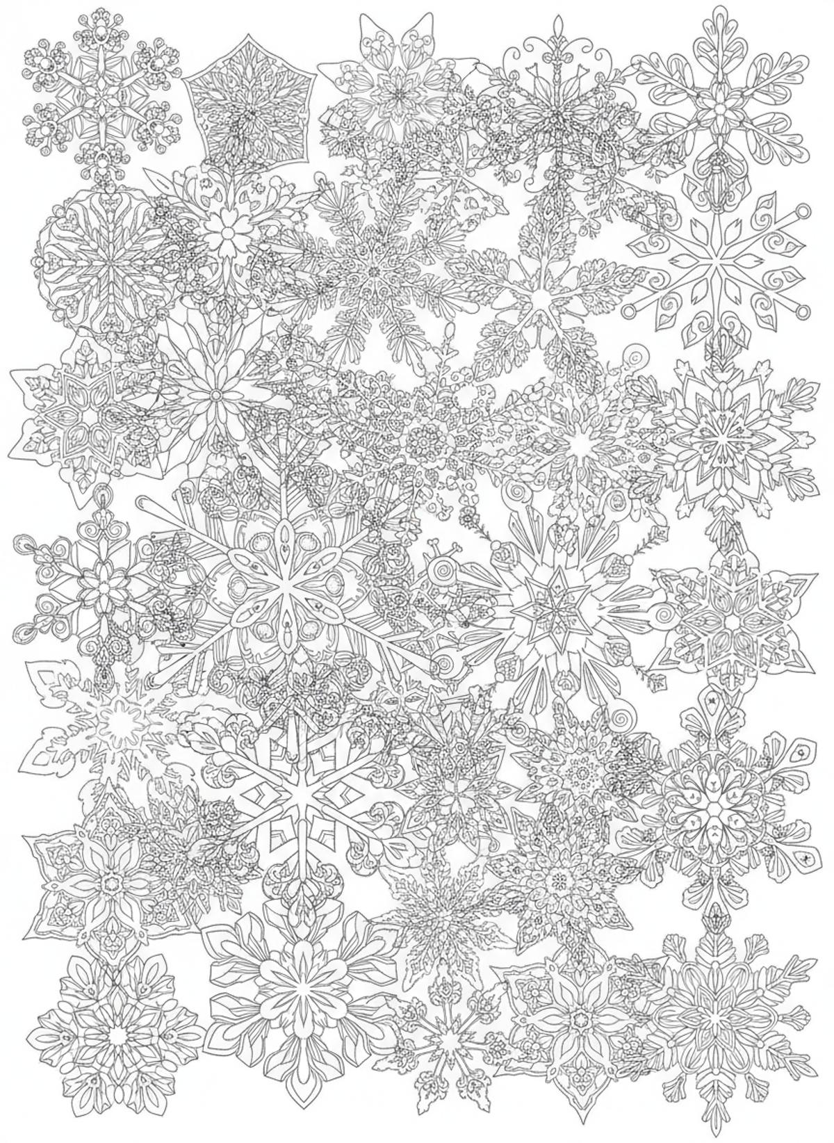 Intricate Snowflake Kaleidoscope Coloring Page - Winter Coloring Page