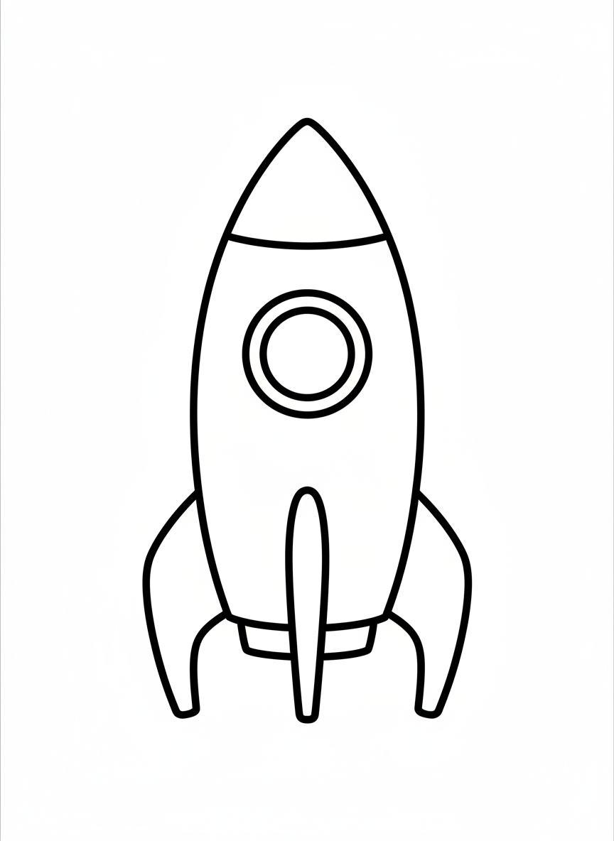 Adorable Cartoon Rocket Ship Coloring Page for Kids - Space & Planet Coloring Page featuring Children and Cute - Free Printable Outline Drawing for Kids