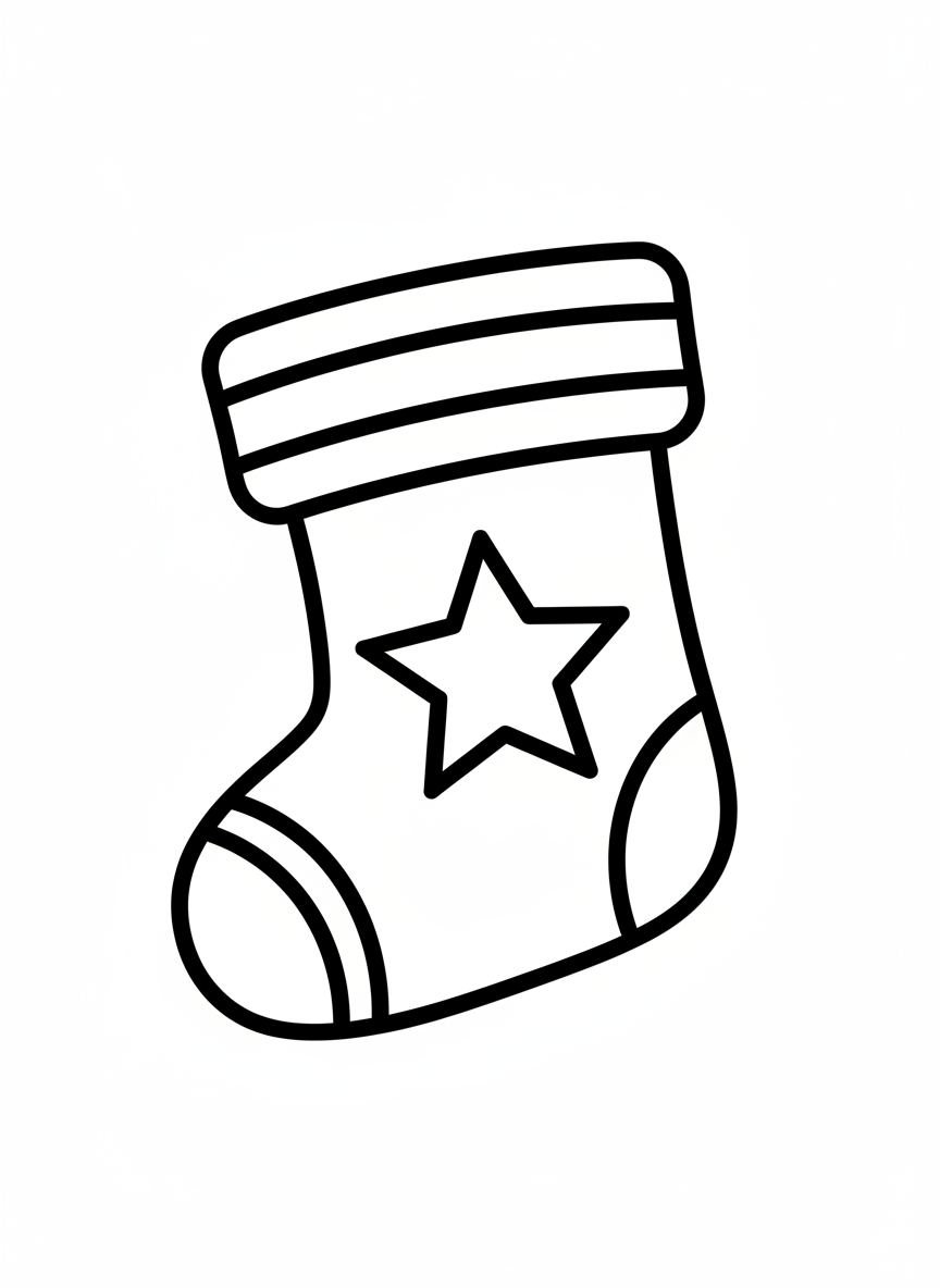 幼児向けかわいいクリスマスソックスぬりえ - クリスマス ぬりえページ クリスマスと子供 - 無料印刷可能な輪郭画