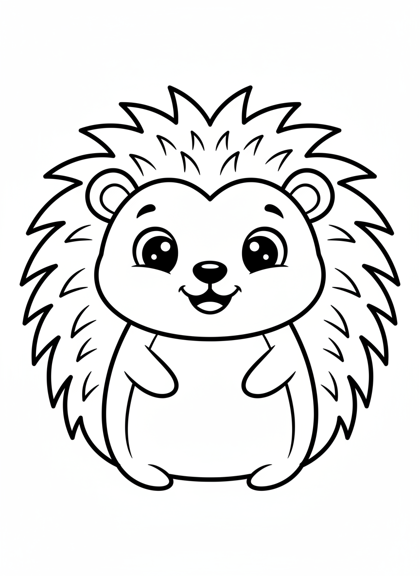 可愛刺蝟著色頁 (適合3-5歲兒童) - 刺蝟 著色頁 易於著色、兒童 - 免費可列印輪廓畫