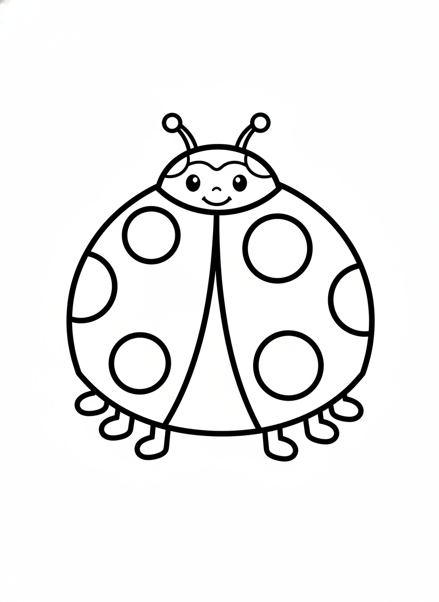 Adorable Ladybug Coloring Page for Toddlers and Preschoolers - Ladybug Coloring Page featuring Children and Cute - Free Printable Outline Drawing for Kids