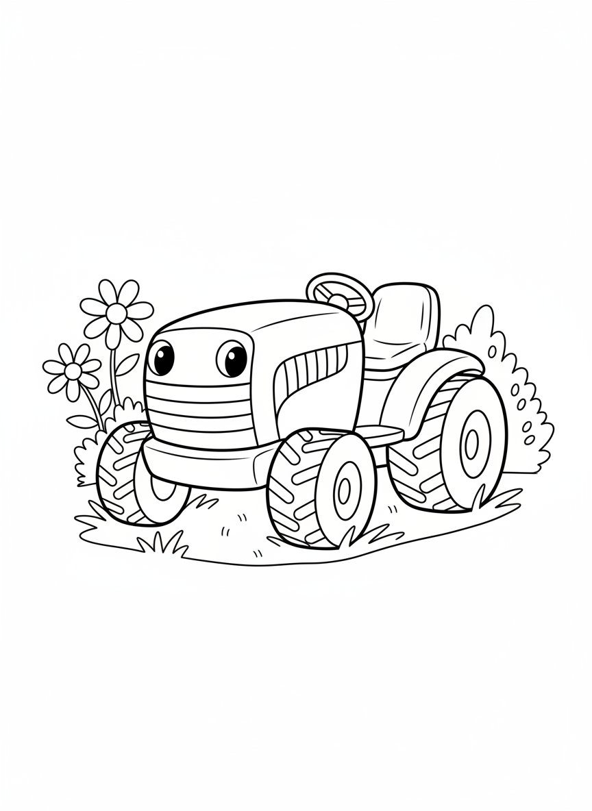 可愛割草機樂趣：兒童塗色頁 - 割草機 著色頁 易於著色、兒童 - 免費可列印輪廓畫