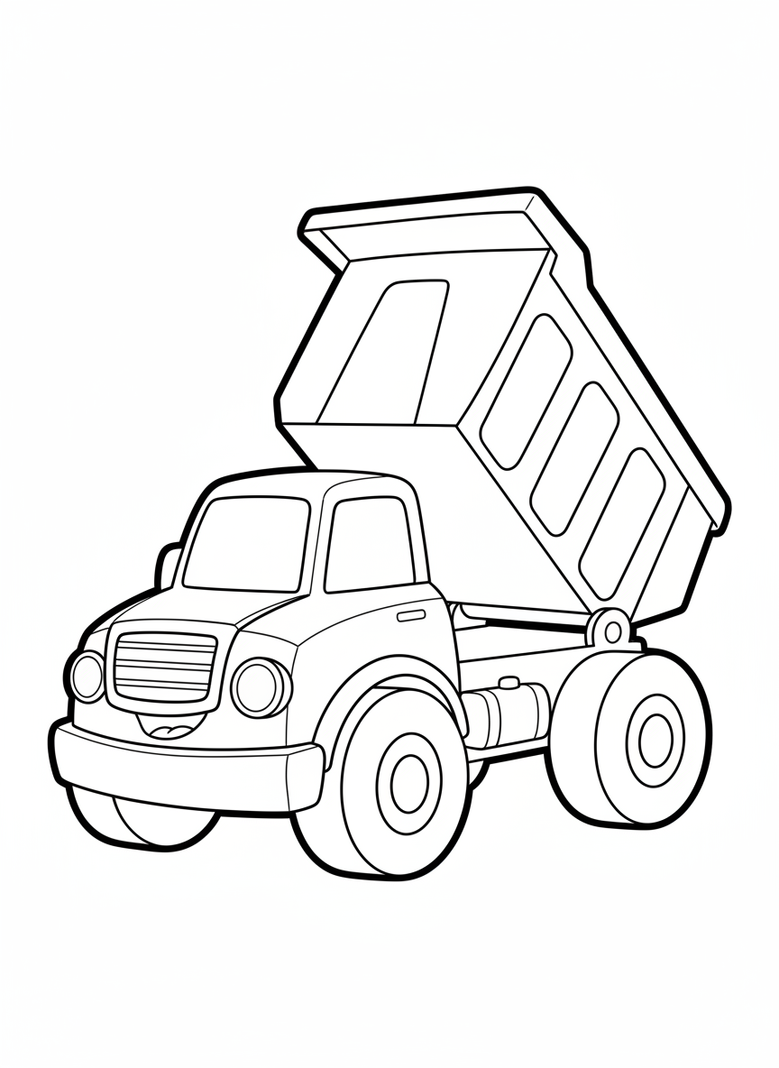 Cheerful Toy Truck Coloring Page for Kids Aged 3-5 - Truck Coloring Page featuring Truck and Easy to Color - Free Printable Outline Drawing for Kids