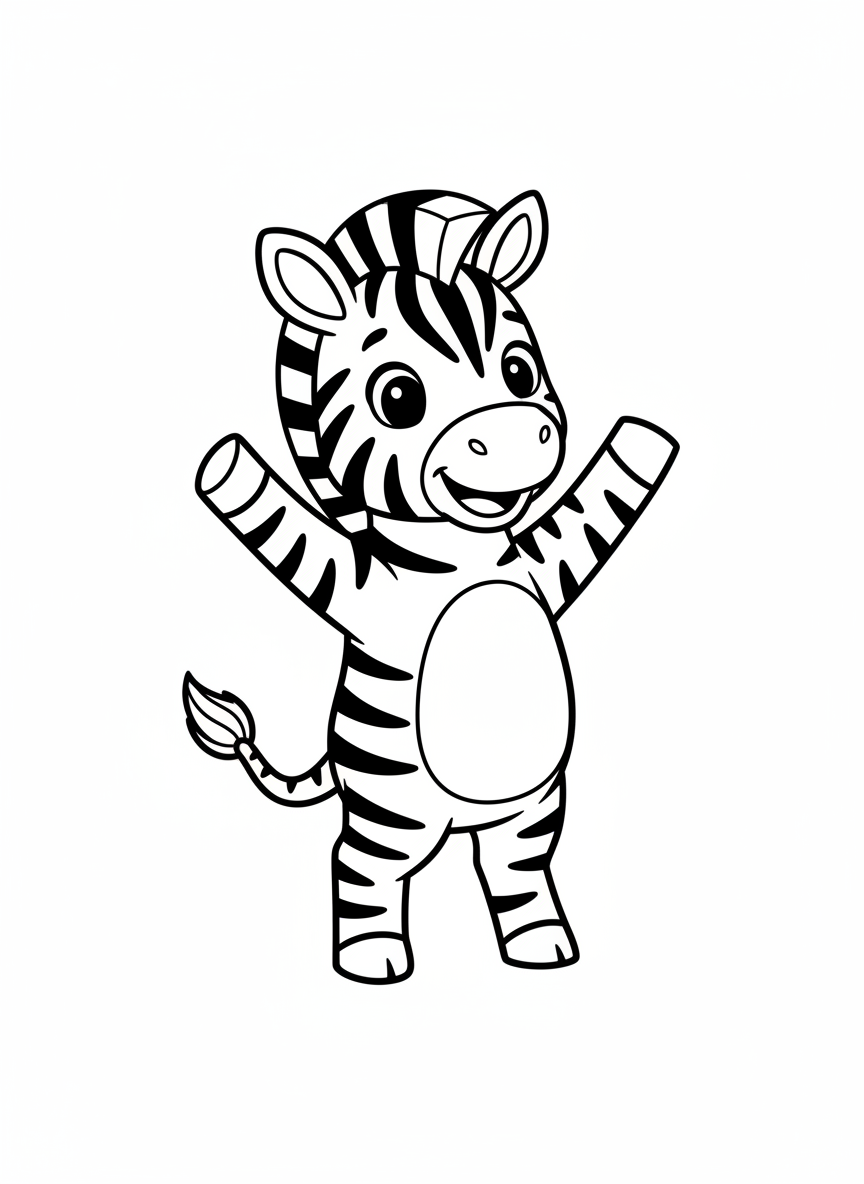 Cute Baby Zebra Playtime Coloring Page - Zebra Coloring Page featuring Easy and Children - Free Printable Outline Drawing for Kids