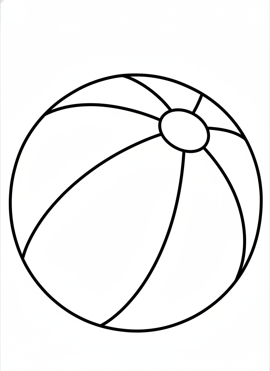 Cute Beach Ball Coloring Page for Kids - Toy Coloring Page featuring Children and Cute - Free Printable Outline Drawing for Kids