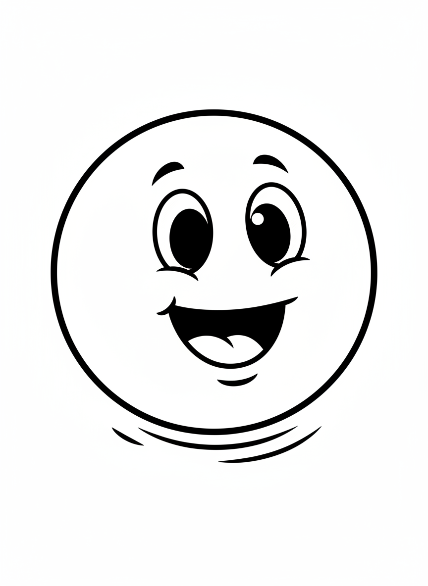 Cute Bouncy Ball Fun Coloring Page for Kids - Toy Coloring Page featuring Cute and Kids - Free Printable Outline Drawing for Kids