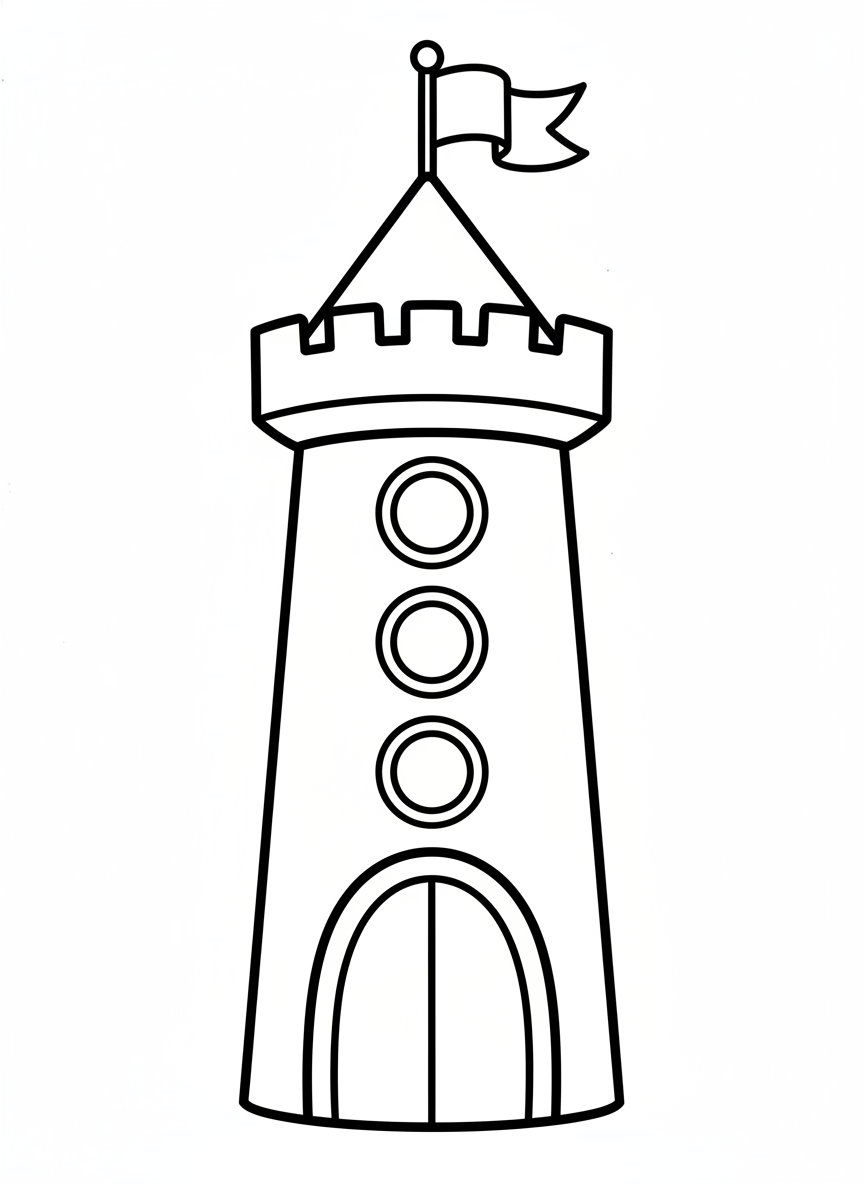 かわいいカートゥーンのお城の塔ぬりえ - 城 ぬりえページ 子供とかわいい - 無料印刷可能な輪郭画