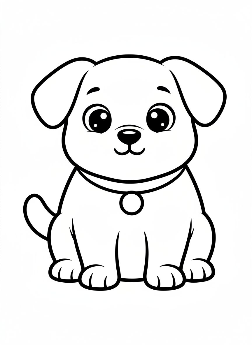 Cute Chubby Puppy Coloring Page for Kids - Dog Coloring Page featuring Children and Cute - Free Printable Outline Drawing for Kids