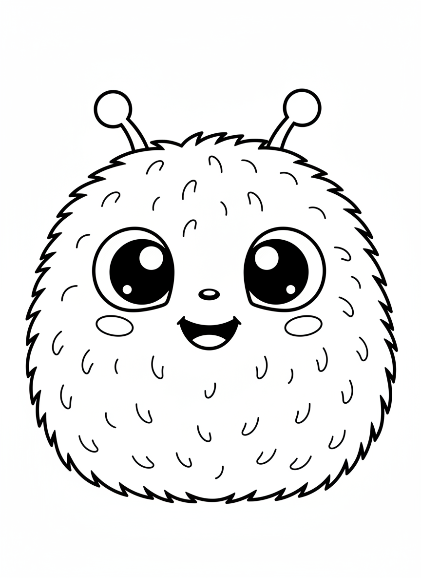 Cute Fluffy Alien Friend Coloring Page for Kids - Space Character Coloring Page featuring Cute and Alien - Free Printable Outline Drawing for Kids