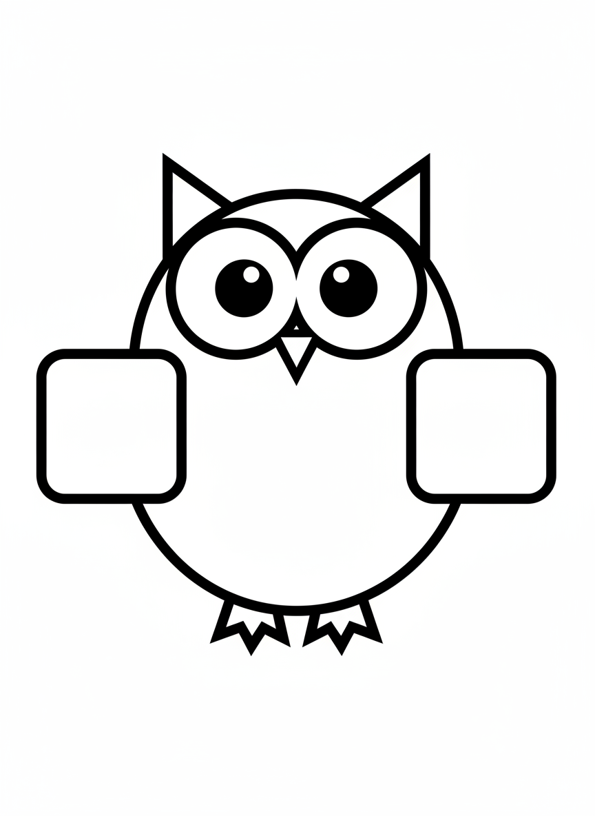 Cute Geometric Owl Coloring Page for Toddlers - Owl Coloring Page featuring Cute and Children - Free Printable Outline Drawing for Kids