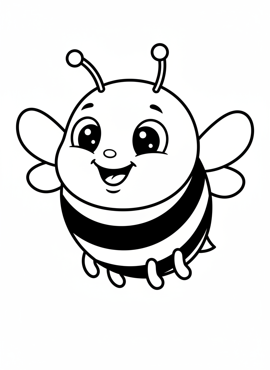 かわいいハチのぬりえ（子供向け） - ハチ ぬりえページ 塗りやすいと子供 - 無料印刷可能な輪郭画