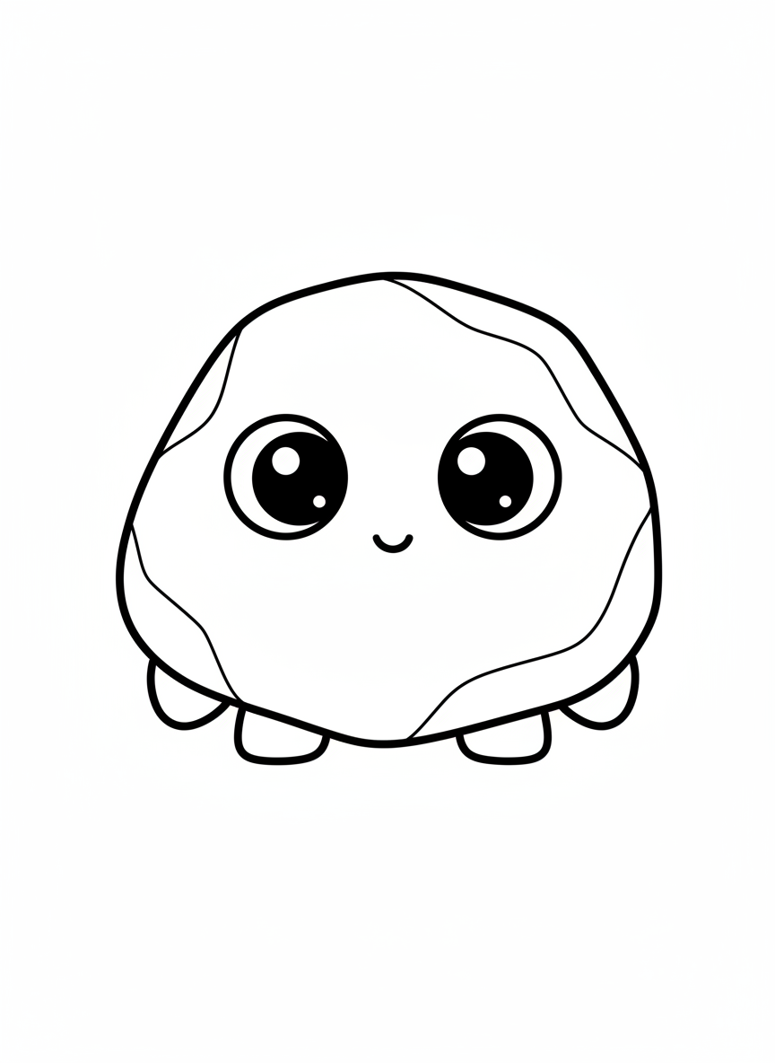 Cute Rock Alien Coloring Page for Kids 3-5 - Space Character Coloring Page featuring Children and Cute - Free Printable Outline Drawing for Kids