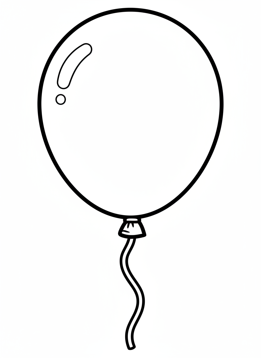 Página de Colorir de Balão Fofo e Simples para Crianças - Brinquedo Desenho para Colorir com Crianças e Fofo - Desenho de Contorno Grátis Imprimível