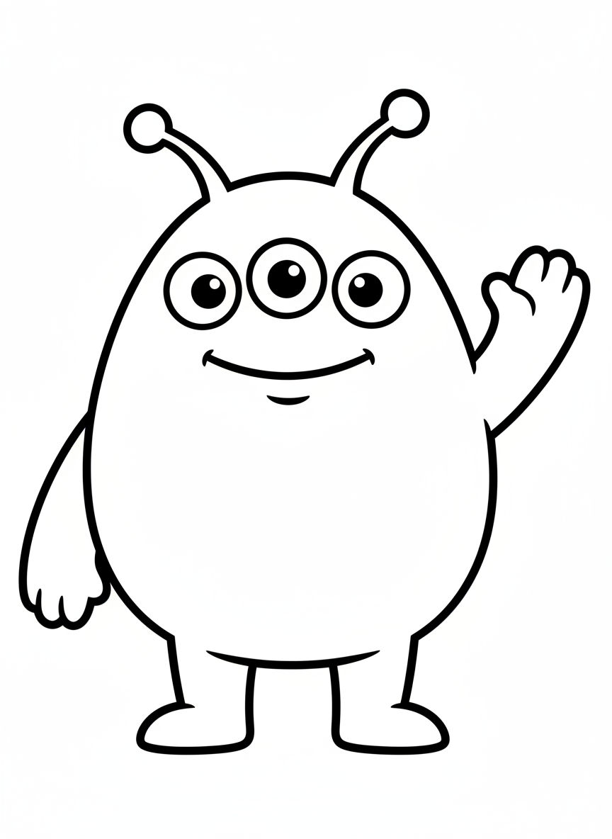 優しい宇宙人のぬりえ - 宇宙のキャラクター ぬりえページ 子供とかわいい - 無料印刷可能な輪郭画