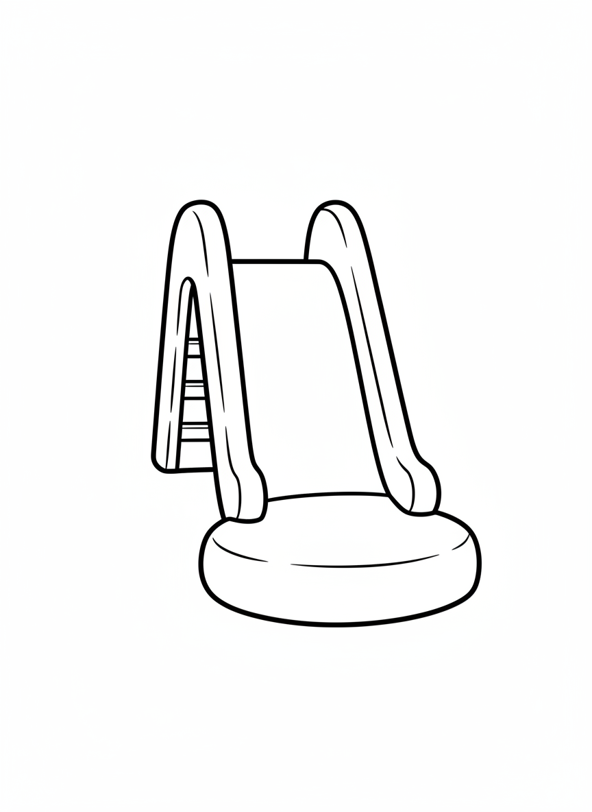 Fun Soft Play Slide Coloring Page for Toddlers - Amusement Park Coloring Page featuring Children and Playtime - Free Printable Outline Drawing for Kids