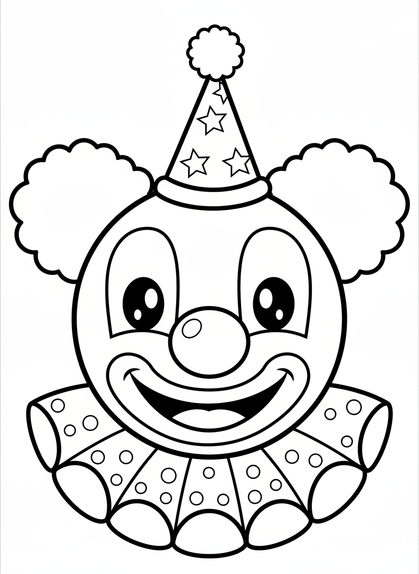楽しいピエロの顔ぬり絵（子供向け） - ピエロ ぬりえページ 子供とかわいい - 無料印刷可能な輪郭画
