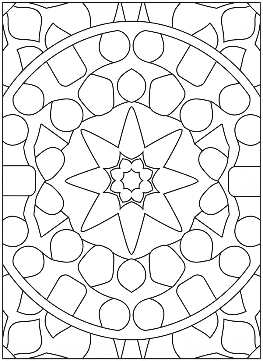 Simple Kaleidoscope Fun Coloring Page for Kids - Kaleidoscope Coloring Page featuring Children and Cute - Free Printable Outline Drawing for Kids