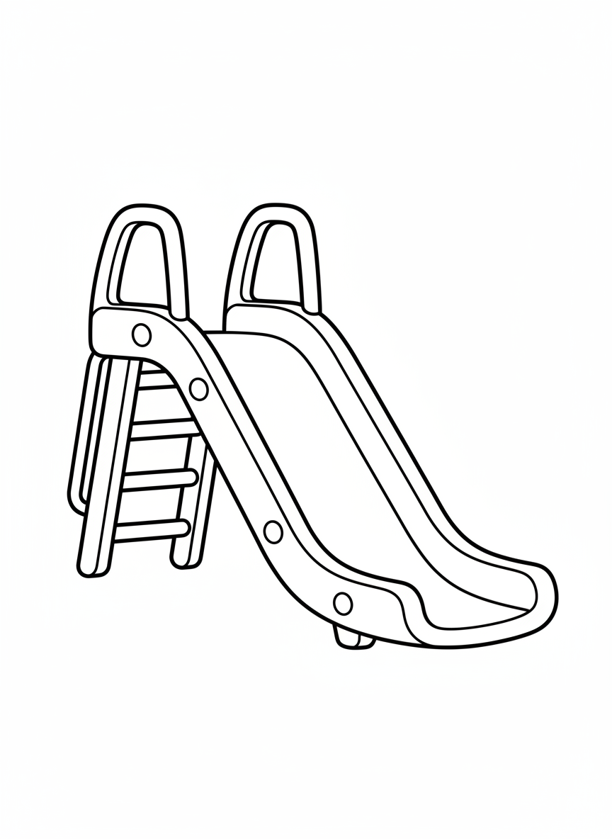 Simple Playground Slide Coloring Page for Kids 3-5 - Children Playing Coloring Page featuring Easy and Children - Free Printable Outline Drawing for Kids